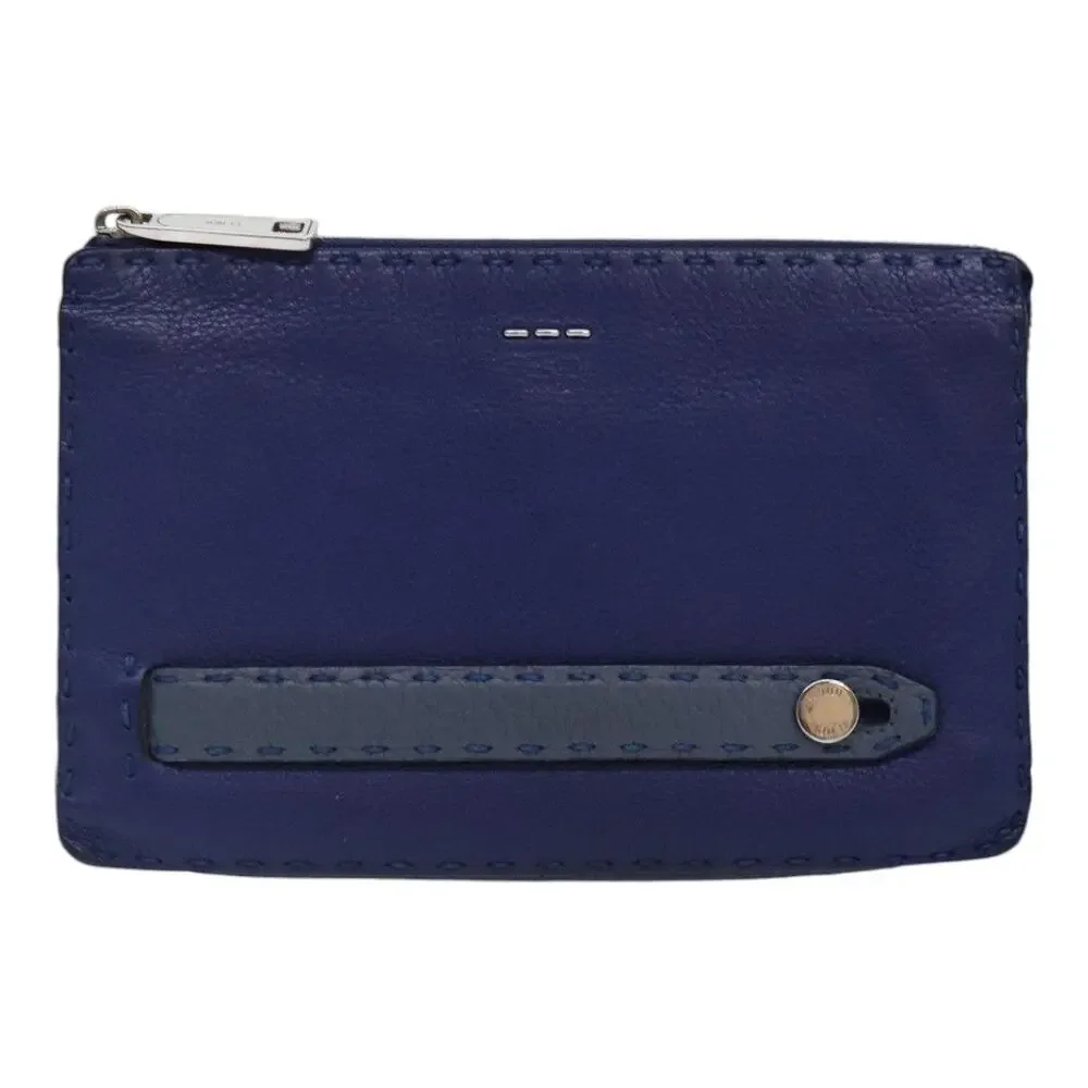 Fendi Leather Clutch Bag Blue